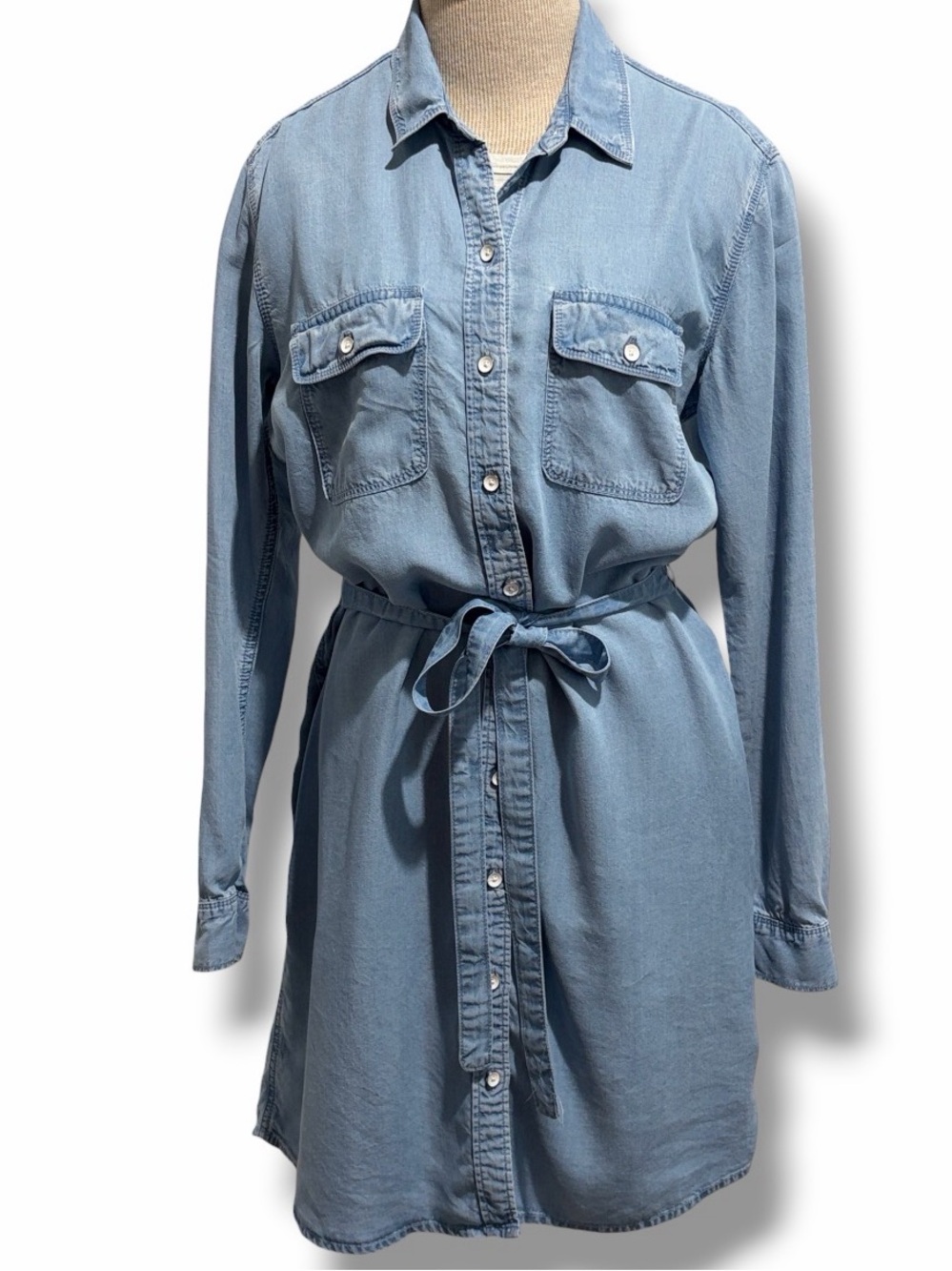 Gap Chambray Belted Shirtdress Women's M Lightweight Medium Blue Wash Western